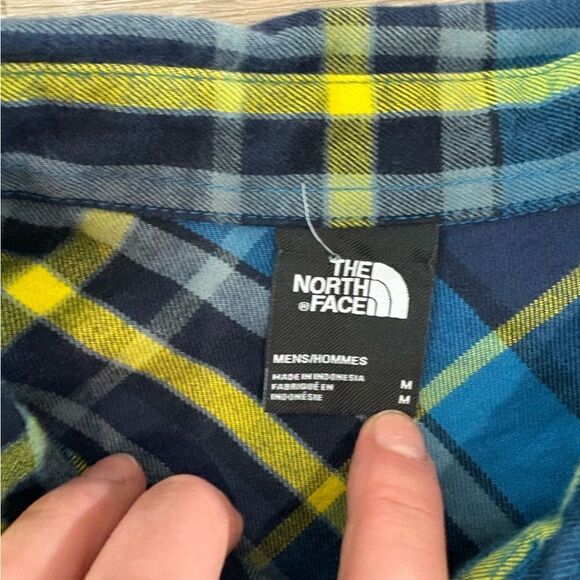 The North Face Regular Fit Men Green Blue Flanel Cotton Shirt sz M - Picture 3 of 11
